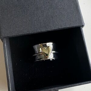 Gold Heart Silver Fidget Band Ring